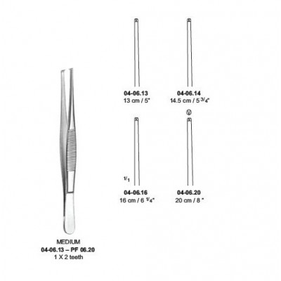 Medium, 1x2 teeth Dressing Forceps 